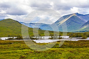 Glencoe, Highland Region, Scotland Glencoe or Glen Coe mountains panoramic view ,Scottish Higlands,Scotland, UK.