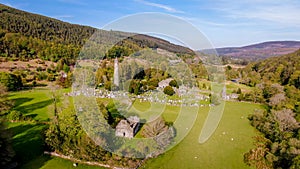 Glendalogh from above - flight over the famous landmark in the Irish Wicklow mountains