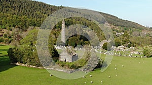 Glendalough from above - flight over the famous landmark in the Irish Wicklow mountains