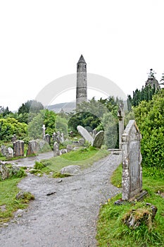 Glendalough Round Tower and cemetery, Ireland