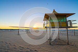 Glenelg Beach Surf life saving tower at sunset