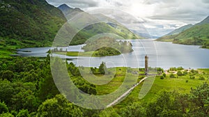 Glenfinnan Monument, at the head of Loch Shiel, Inverness-shire, Scotland.