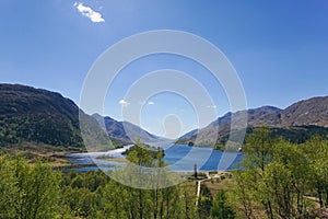 Glenfinnan Monument and Loch Shiel in Scotland