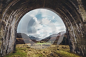 Glenfinnan Viaduct arch, Highlands, Scotland, United Kingdom.