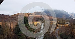 Glenfinnan Viaduct in Scotland, Aerial View