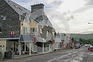 Glengarriff, Ireland - JULY 03,  2005: Main Street in beautiful Village of Glengarriff situated on Beara Peninsula south west coas