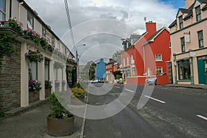 Glengarriff, Ireland - JULY 03,  2005: Main Street in beautiful Village of Glengarriff situated on Beara Peninsula south west coas