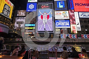 The Glico Man advertising billboard and other advertisemant in Dontonbori, Osaka