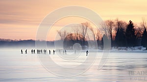 glide ice skating on lake photo