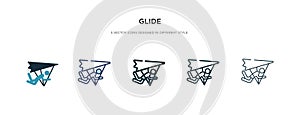 Glide icon in different style vector illustration. two colored and black glide vector icons designed in filled, outline, line and