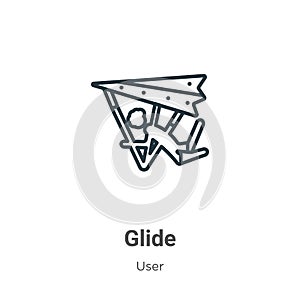 Glide outline vector icon. Thin line black glide icon, flat vector simple element illustration from editable user concept isolated