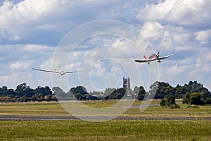 Glider aero tow with church