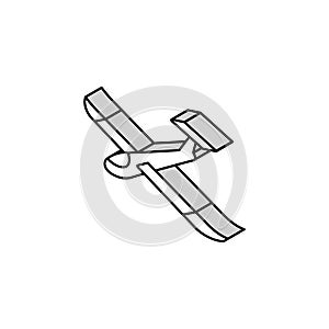 glider airplane aircraft isometric icon vector illustration