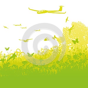 Glider flying in the air