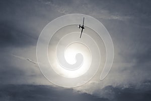 Glider flying upon the lake