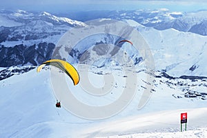 Glider flying in mountainous terrain