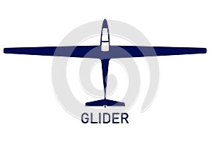 Gliding sailplane top view, soaring glider silhouette, none motive-powered aircraft photo