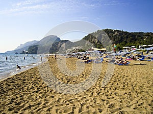 Glifada beach crowded with tourists