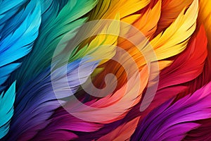Glimmering Rainbow feathers. Generate Ai photo