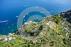 Glimpse of the Amalfi coast from villa Cimbrone