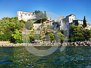 Glimpse of beautiful and picturesque village of Anguillara Sabazia located on the shores of Lake Bracciano with its lush colorful