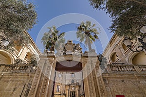 A glimpse of the exterior of the ancient National Museum of Natural History in Mdina, Malta