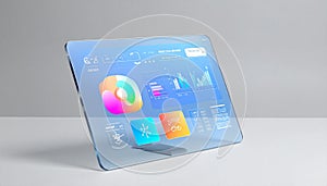 Futuristic UI on a Transparent Digital Tablet