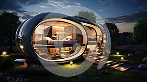 A glimpse of innovative living with futuristic architecture, fluid, organic shapes and vast glass windows create a