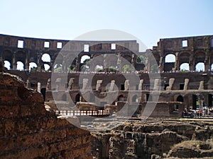 Glimpse of the interior of the ruins of the colosseum rome italy
