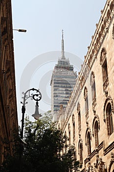 Glimpse of the Latin American Tower Torre Latinoamericana between the Palacio Postal Post Office and the Palacio Mineria, Mexico photo