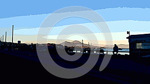 A glimpse of the Naples waterfront at on a summer day.