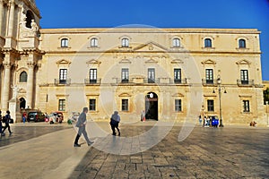 Glimpse of picturesque narrow alleys and aulic squares of mediterranean destination Ortigia Syracuse Italy