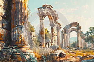 Archways in Ancient Glory AI Generated photo