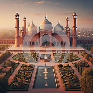 Glimpses of grandeur: exploring the mughal art and gardens of Lahore\'s Badshahi Mosque