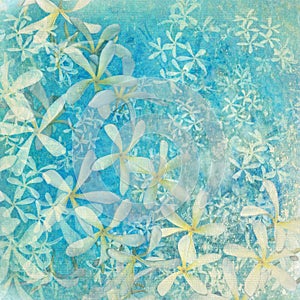 Glistening blue flower textured art background
