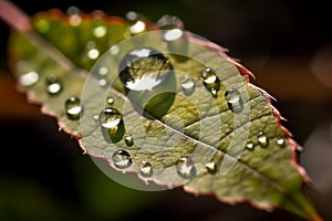 Glistening Dew: A Water Droplet on a Leaf Tip