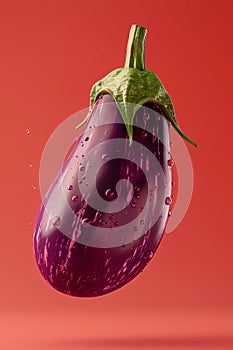 Moist Eggplant with Vivid Calyx on Reddish Tone photo