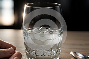 Glistening Elegance A Captivating Close up of a Sparkling Water Glass.AI Generated