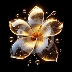 Glistening Frangipani Petals in Glass. photo