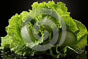 Glistening Freshness: Wet Lettuce. Generative AI