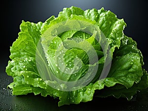 Glistening Freshness: Wet Lettuce. Generative AI