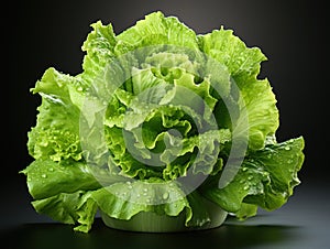 Glistening Freshness: Wet Lettuce. Generative AI