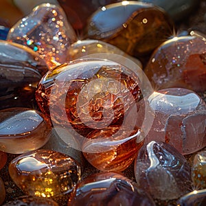 Glistening gemstones with intricate facets