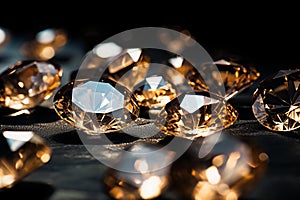 Glistening Golden Diamonds on Black Marble - Captivating Luxury Photography