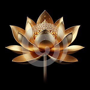 Glistening Golden Lotus: Ethereal Glow. photo