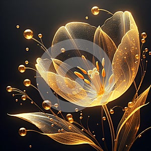 Glistening Golden Tulips in Glass. photo