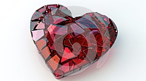 Glistening red broken heart, depicting the fragmentation of love, Ai Generated