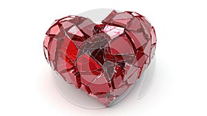 Glistening red broken heart, depicting the fragmentation of love, Ai Generated