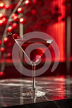 Glistening Red Cocktail in Ambience