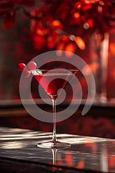 Glistening Red Cocktail in Ambience